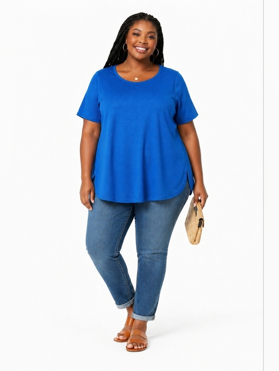 New Look Tops - ASOS Plus Size Blue Short Sleeve Scoop Neck Top Size US 24